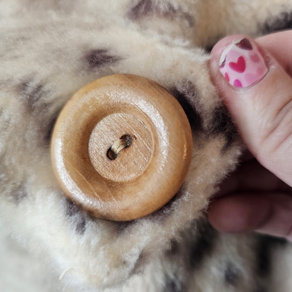 Vtg Collins Aikman Leopard Peacoat Faux Fur Quilted Liner Wood Button - Picture 8 of 10